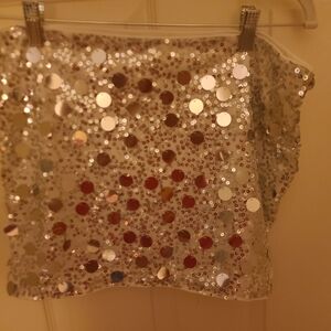 SHEIN Silver Sequin Mini Skirt